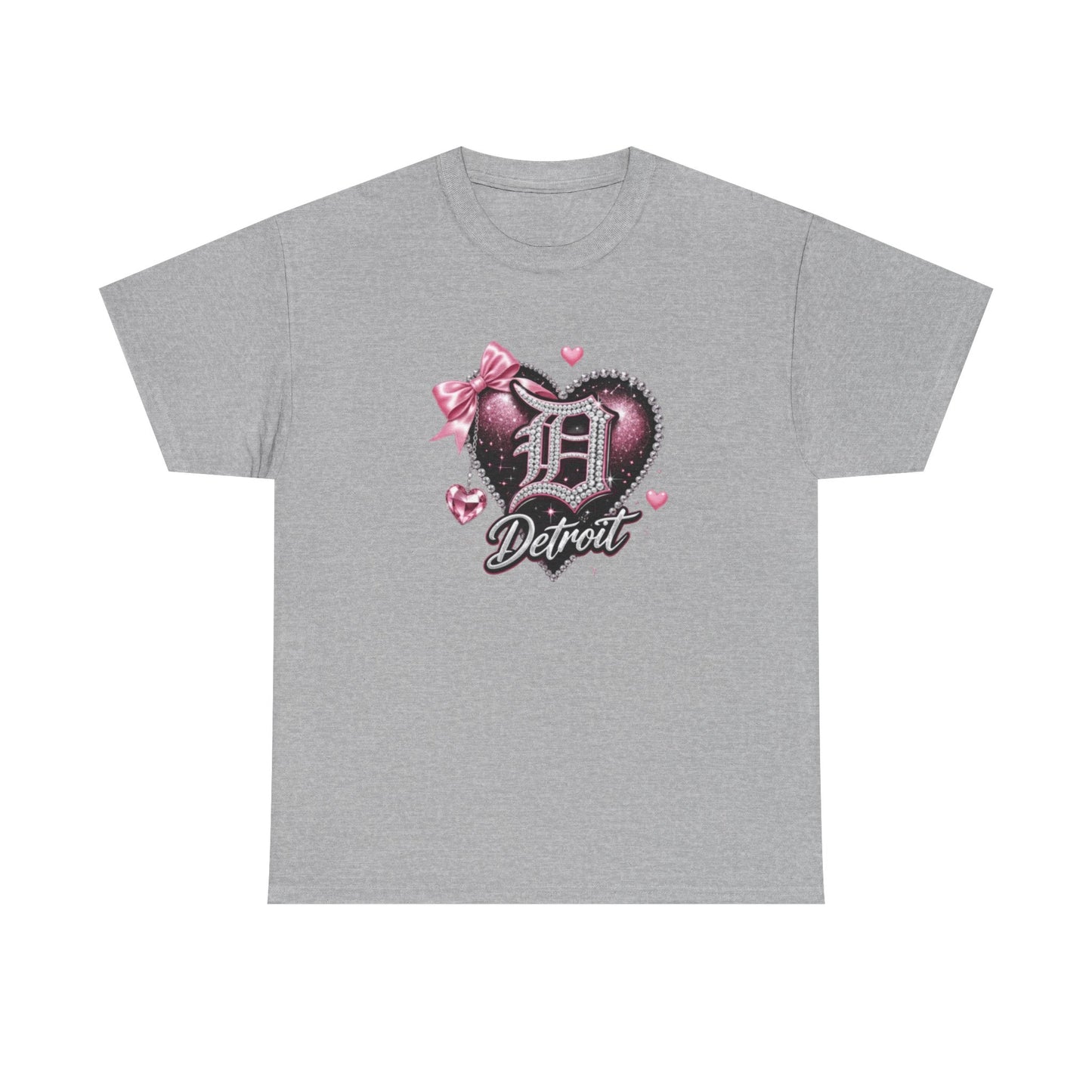 Detroit Heart Tee – Pink Bow D Detroit Graphic Shirt