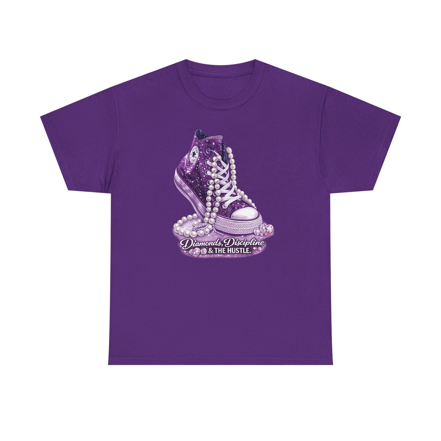 Purple Glitter Converse Sneaker T‑Shirt — "Diamonds, Discipline & The Hustle" Graphic Tee