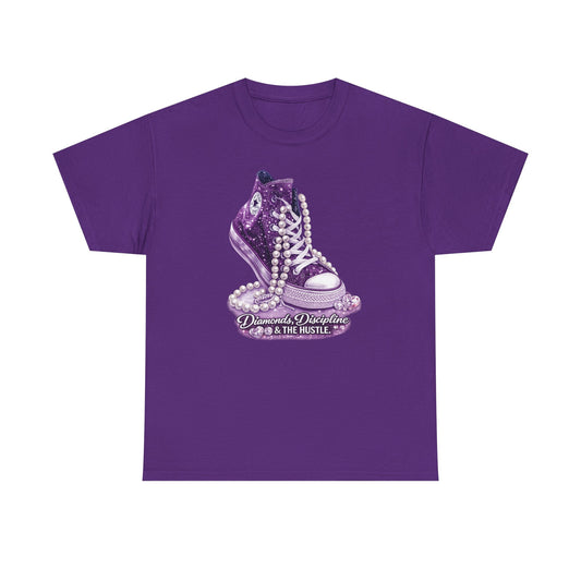 Purple Glitter Converse Sneaker T‑Shirt — "Diamonds, Discipline & The Hustle" Graphic Tee