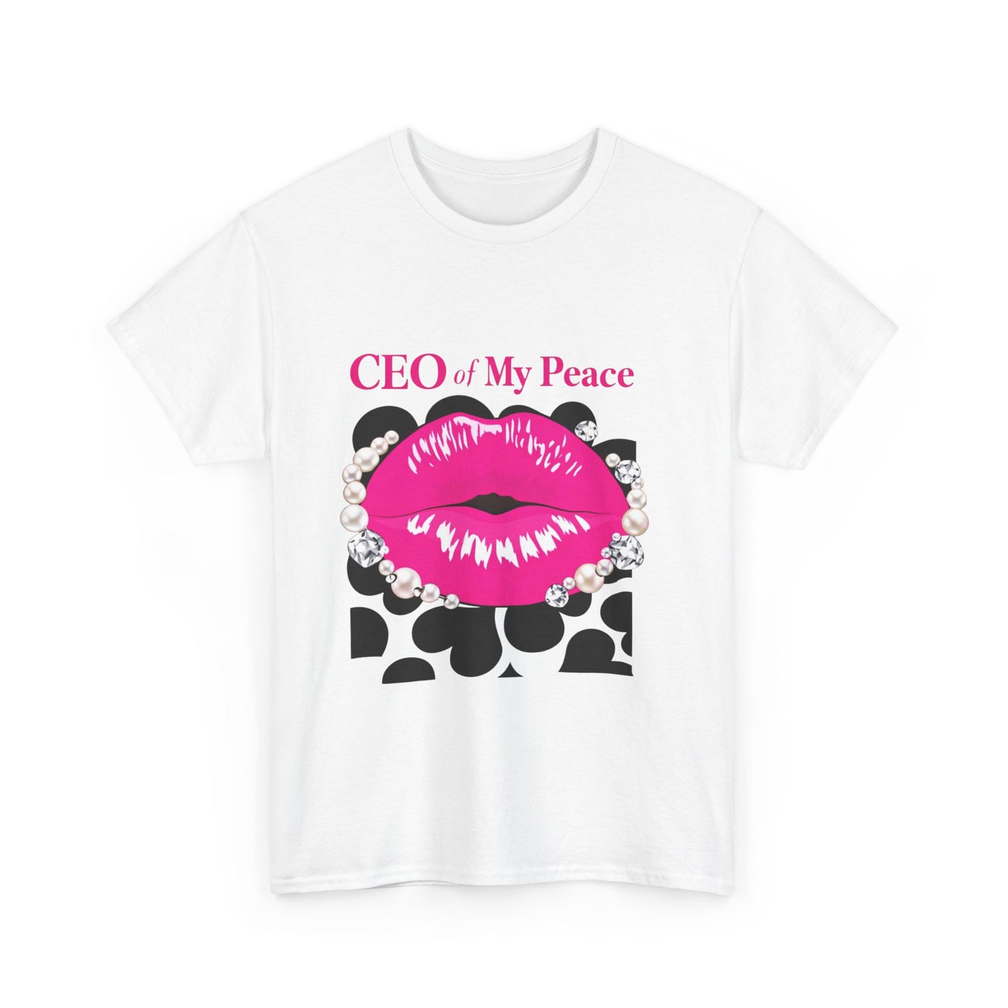 CEO of My Peace Graphic Tee — Pink Lip Kiss Leopard Print Women's Shirt