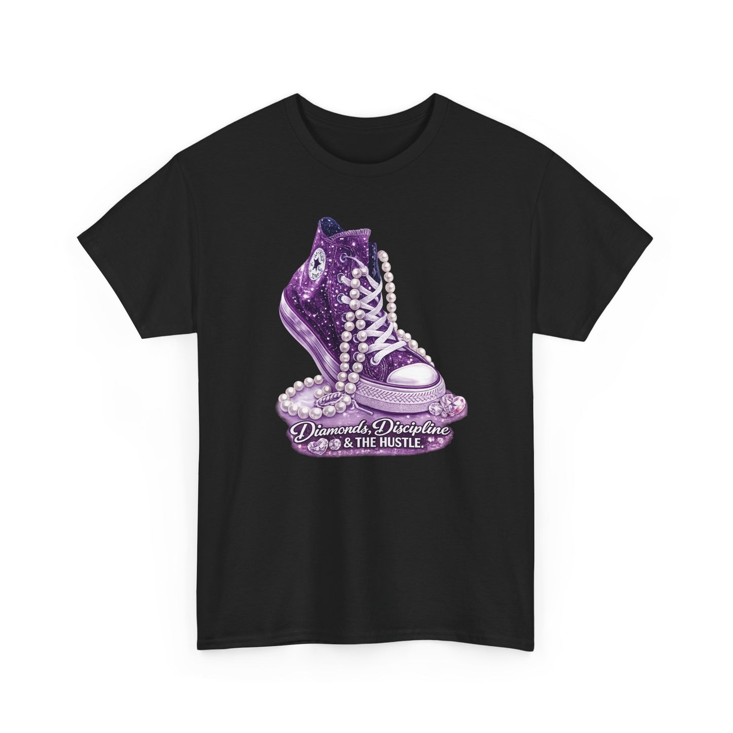 Purple Glitter Converse Sneaker T‑Shirt — "Diamonds, Discipline & The Hustle" Graphic Tee