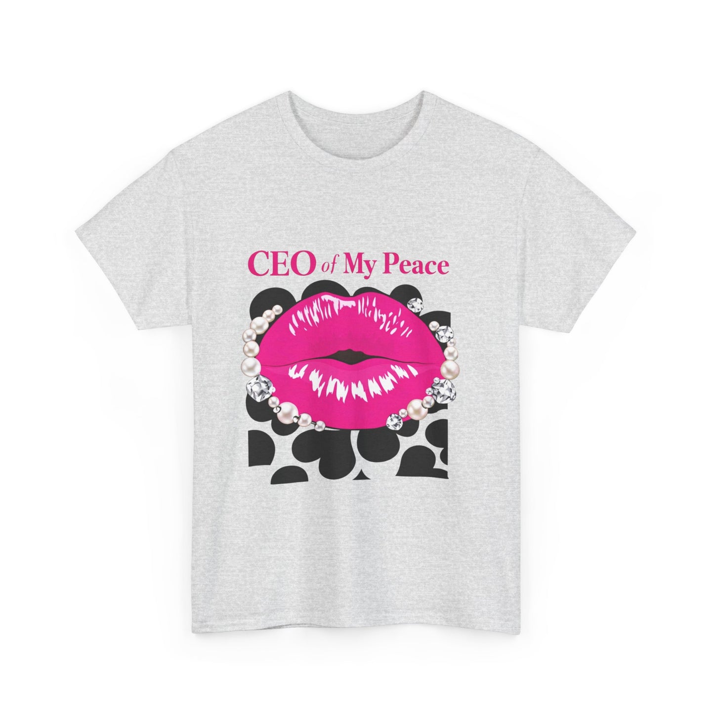 CEO of My Peace Graphic Tee — Pink Lip Kiss Leopard Print Women's Shirt