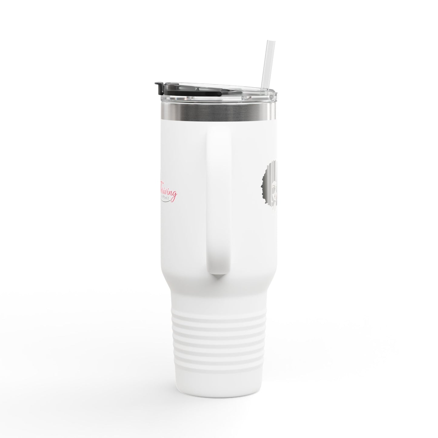 40oz Insulated Travel Mug - Afro Woman Graphic "Thriving" Stylish Coffee Tumbler