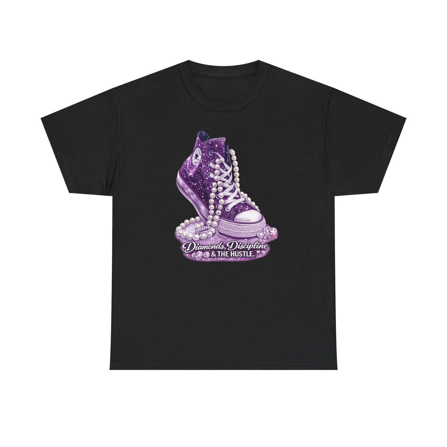 Purple Glitter Converse Sneaker T‑Shirt — "Diamonds, Discipline & The Hustle" Graphic Tee