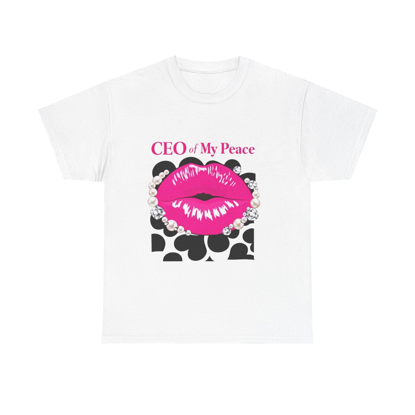 CEO of My Peace Graphic Tee — Pink Lip Kiss Leopard Print Women's Shirt