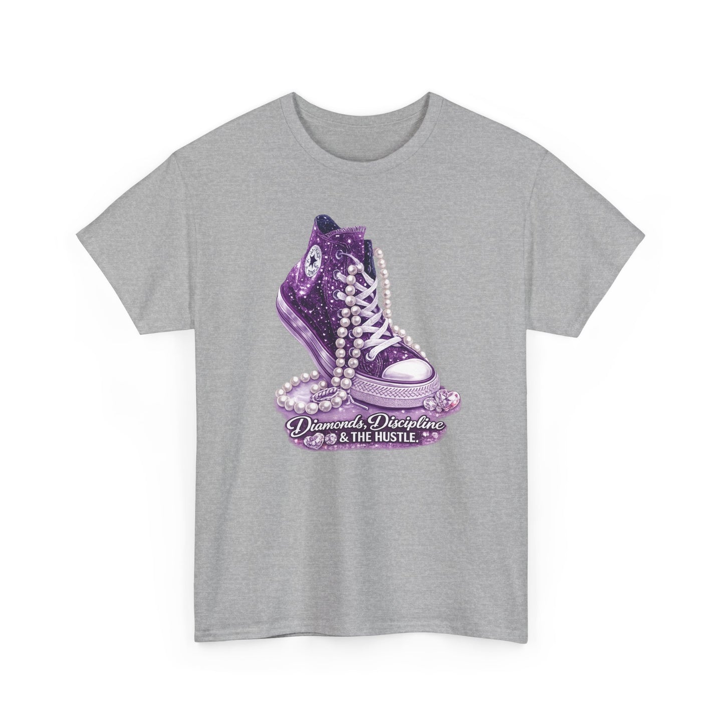 Purple Glitter Converse Sneaker T‑Shirt — "Diamonds, Discipline & The Hustle" Graphic Tee
