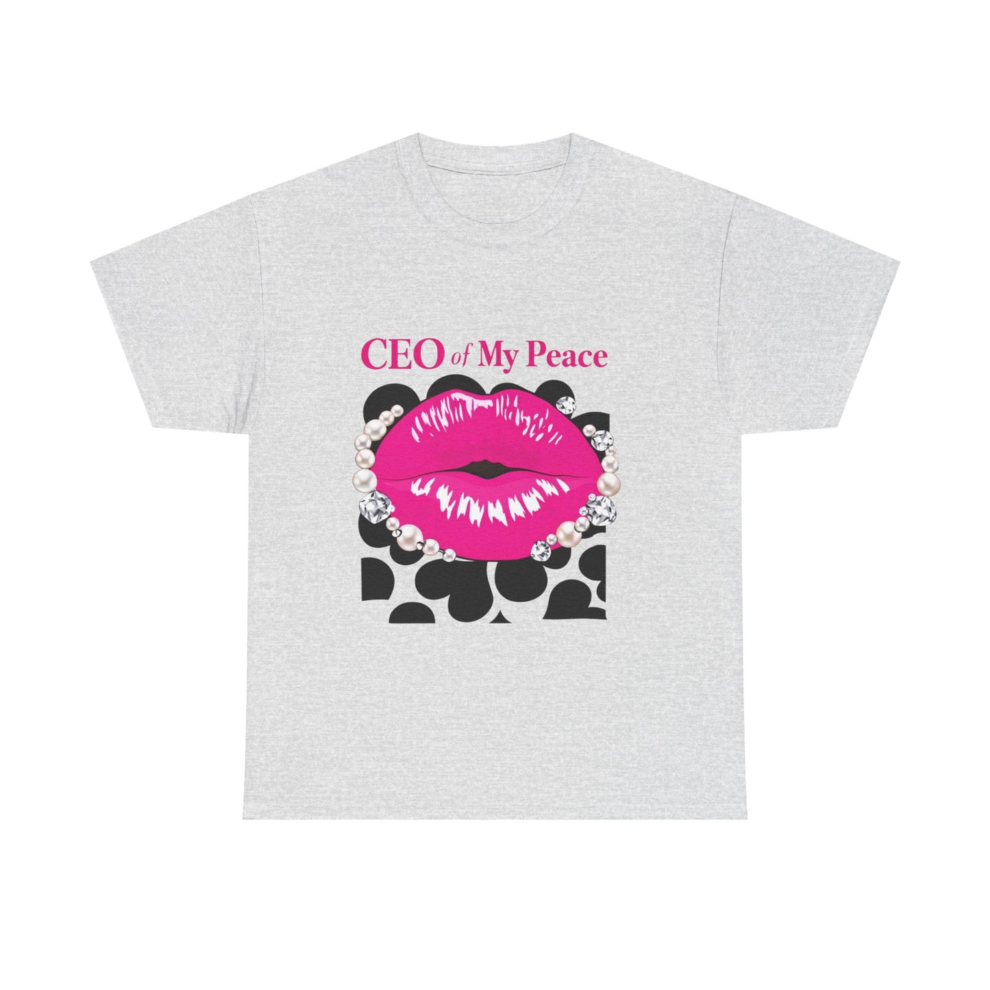 CEO of My Peace Graphic Tee — Pink Lip Kiss Leopard Print Women's Shirt