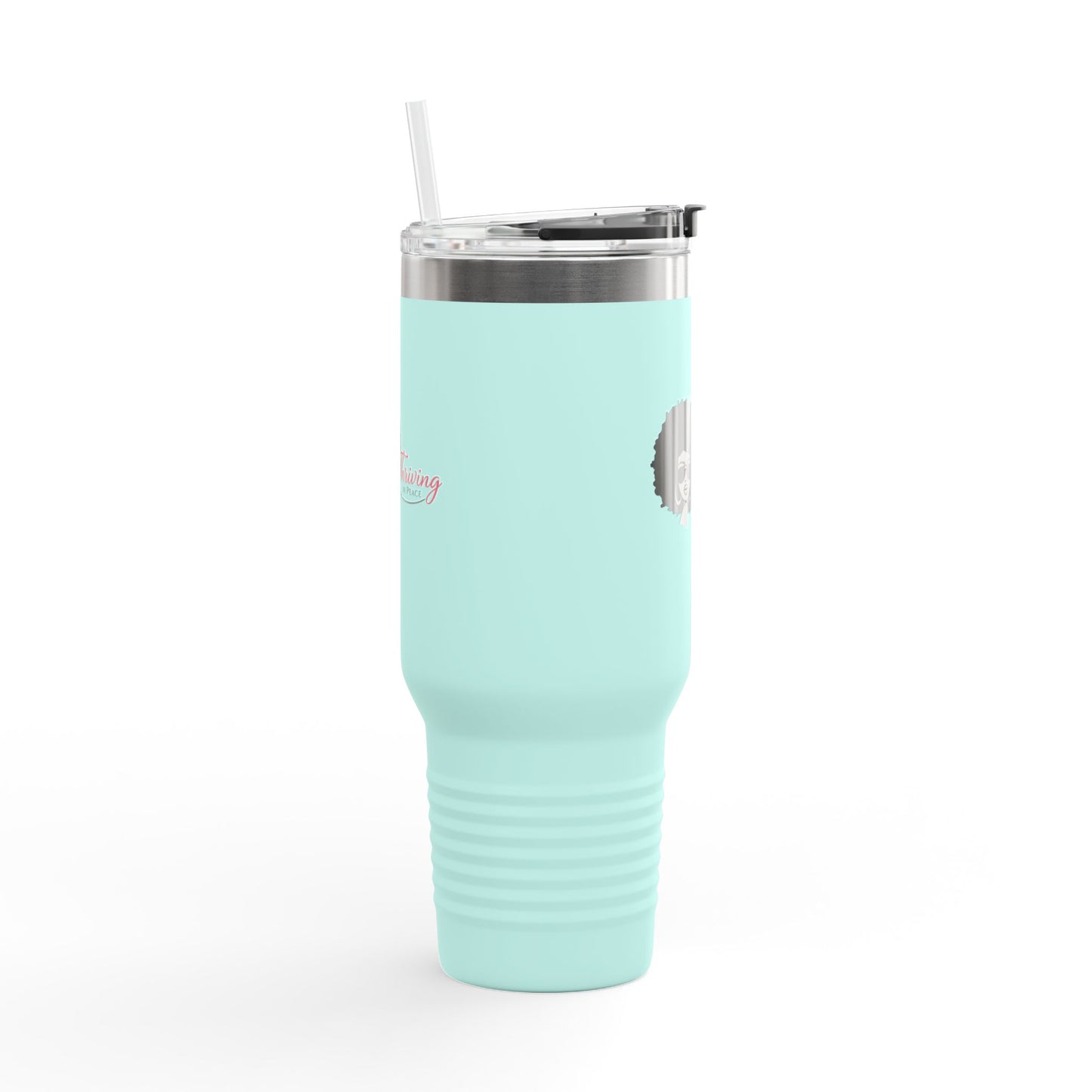 40oz Insulated Travel Mug - Afro Woman Graphic "Thriving" Stylish Coffee Tumbler