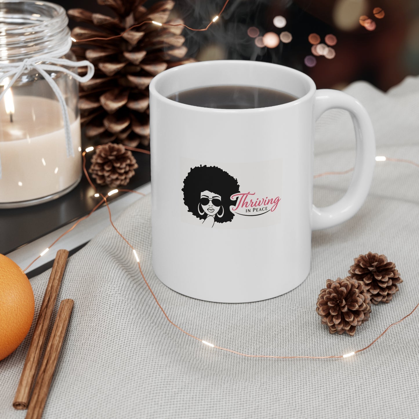 Mug — "Thriving in Peace" Afro Diva Coffee Mug