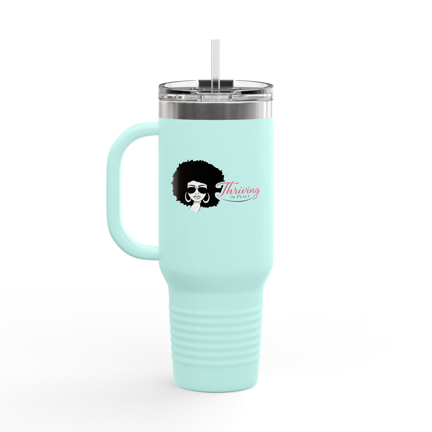 40oz Insulated Travel Mug - Afro Woman Graphic "Thriving" Stylish Coffee Tumbler