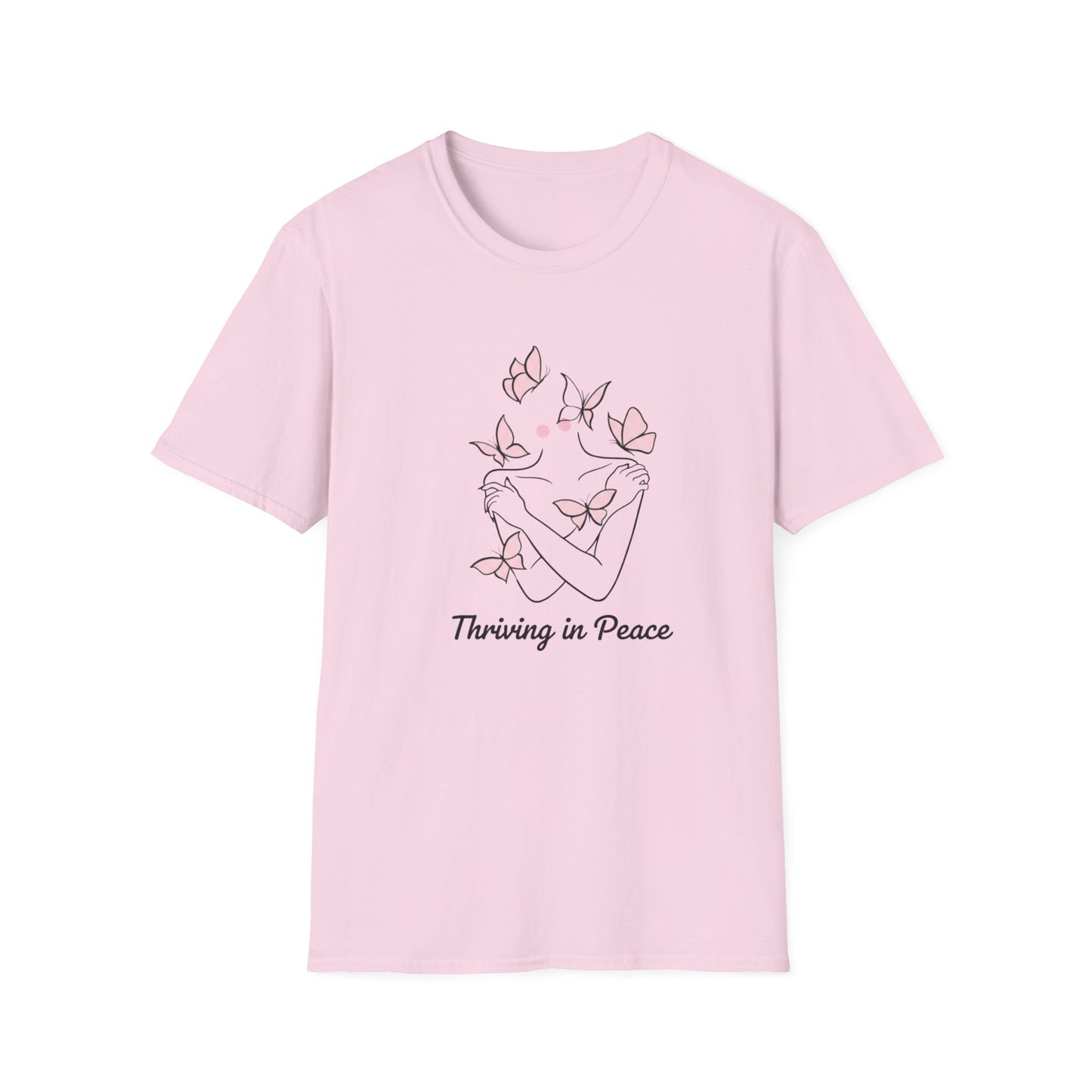 Thriving In Peace butterflies illustration T-Shirt | pink butterfly tee