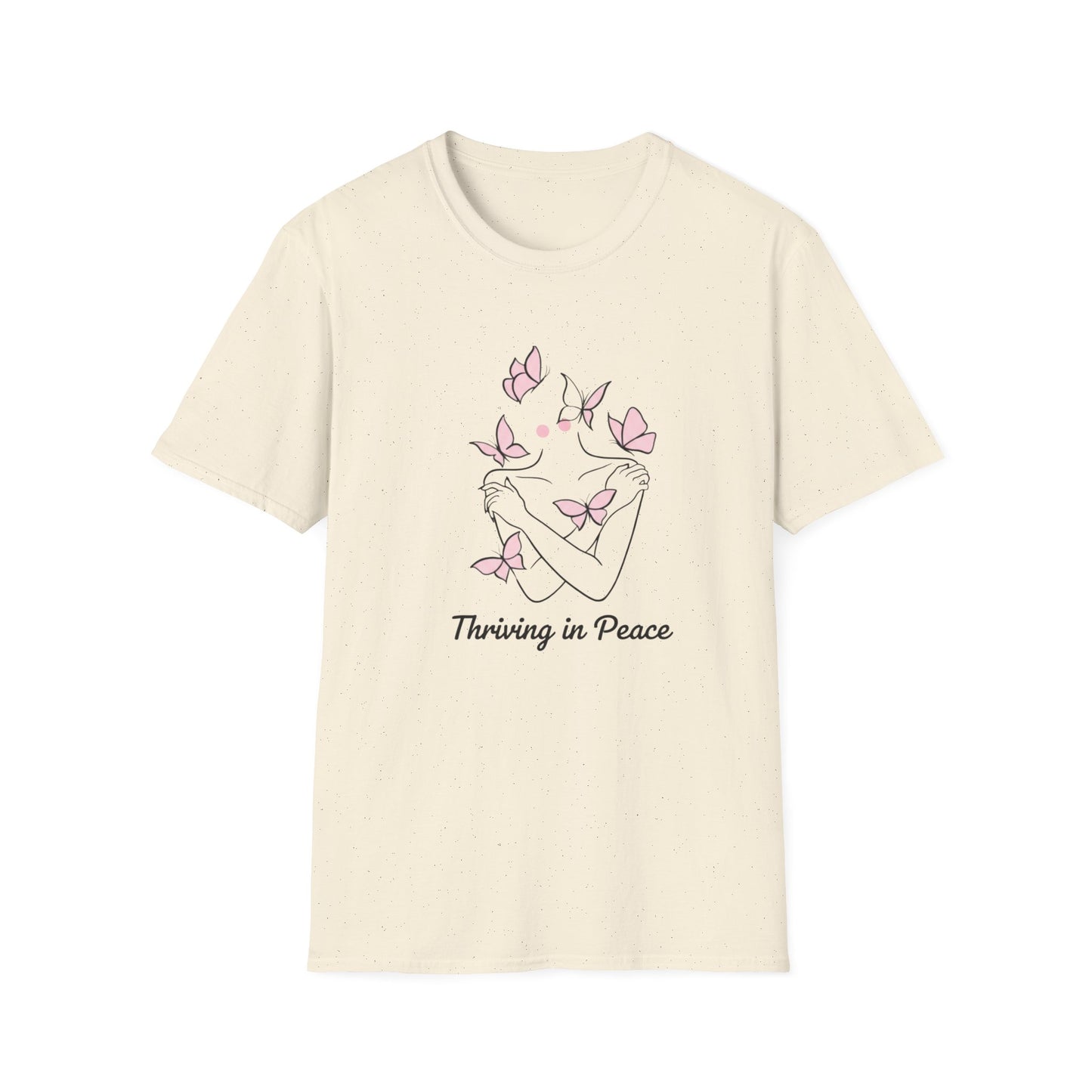 Thriving In Peace butterflies illustration T-Shirt | pink butterfly tee