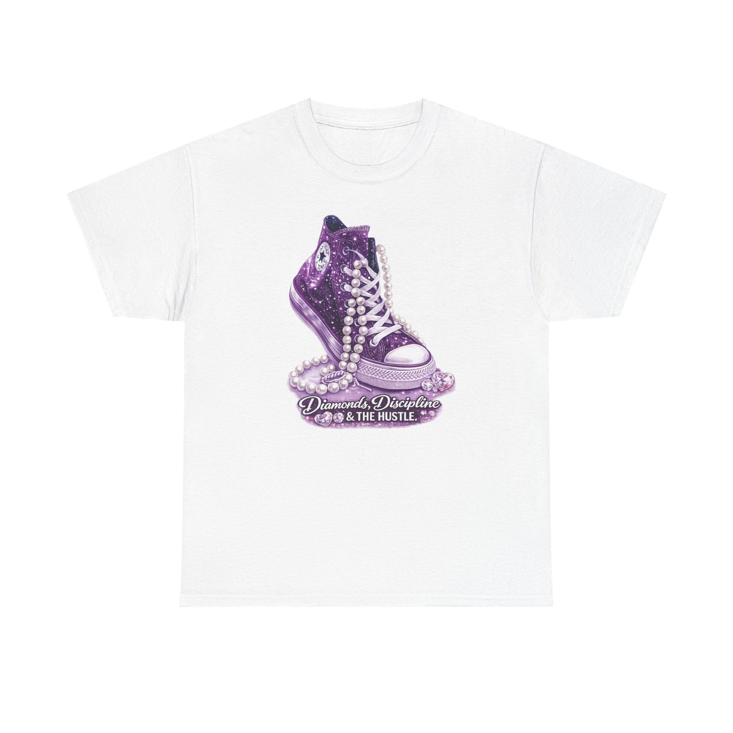 Purple Glitter Converse Sneaker T‑Shirt — "Diamonds, Discipline & The Hustle" Graphic Tee