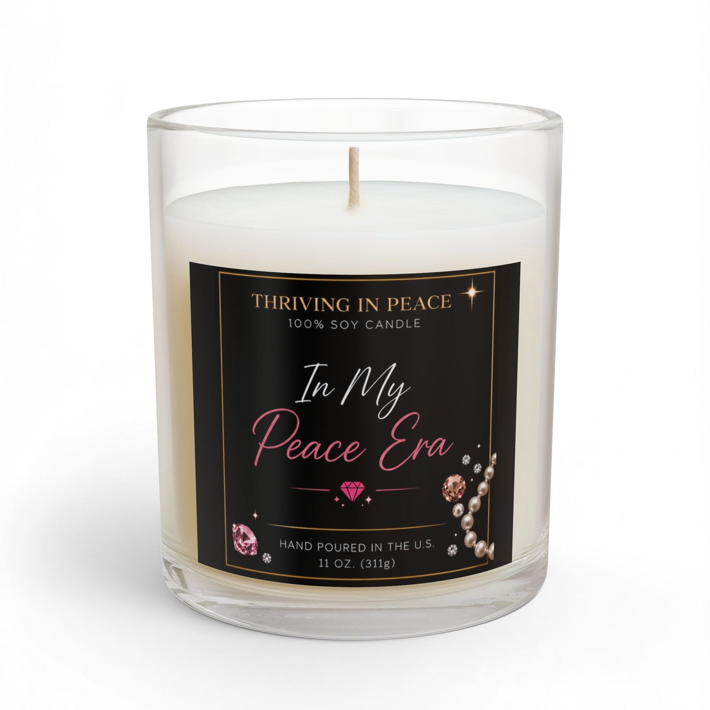11oz Glass Candle — "In My Peace Era" Soy Scented Candle (Relaxation Gift)