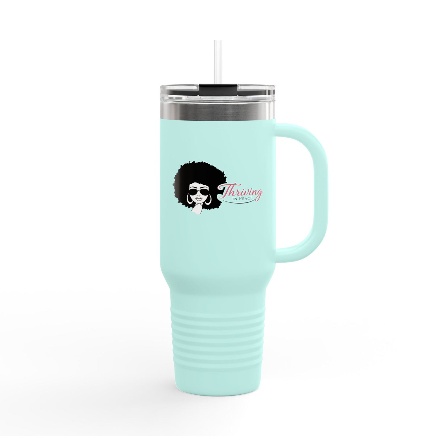 40oz Insulated Travel Mug - Afro Woman Graphic "Thriving" Stylish Coffee Tumbler