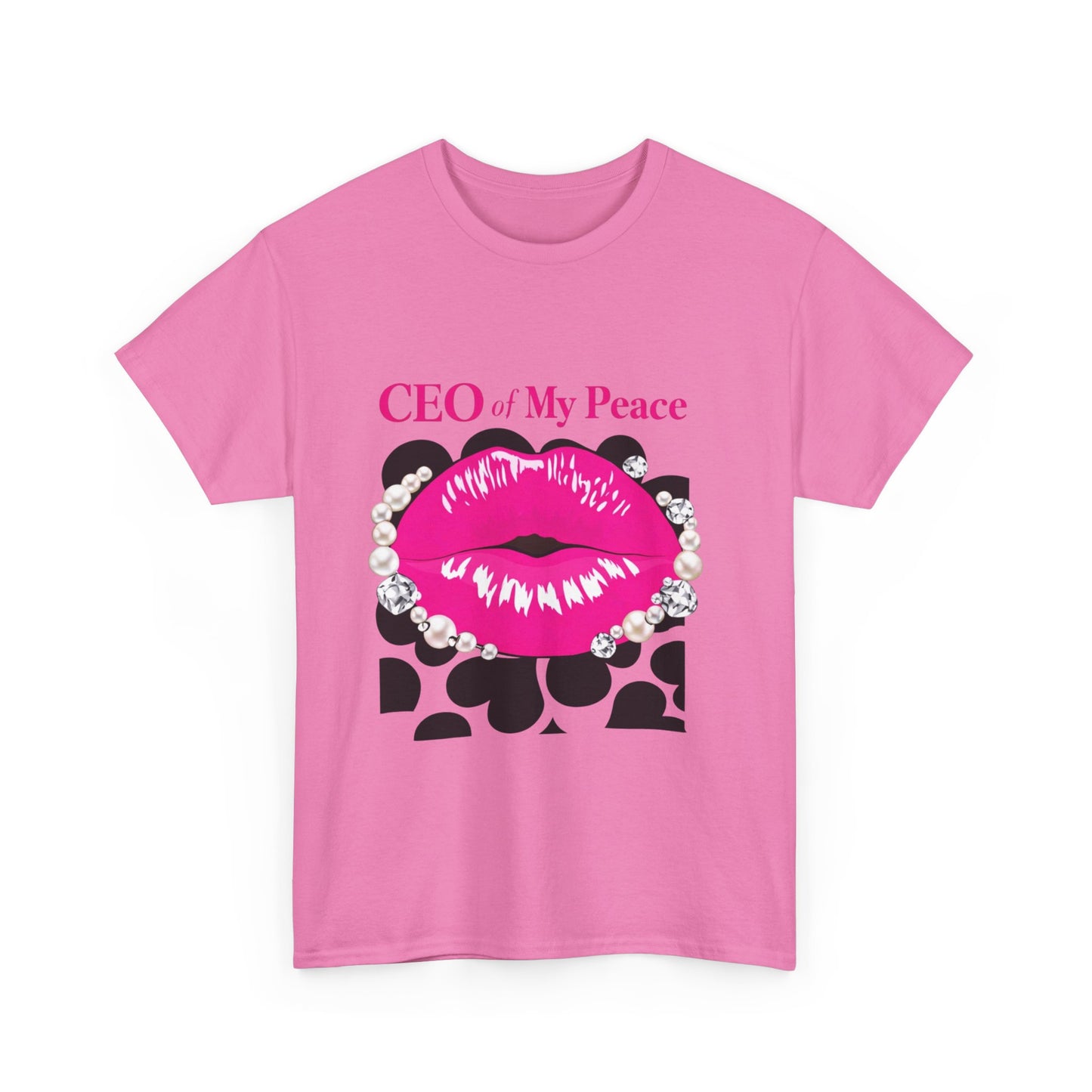 CEO of My Peace Graphic Tee — Pink Lip Kiss Leopard Print Women's Shirt