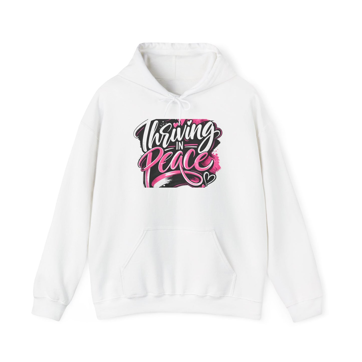 Thriving in Peace Hoodie — Inspirational Pink Script Pullover