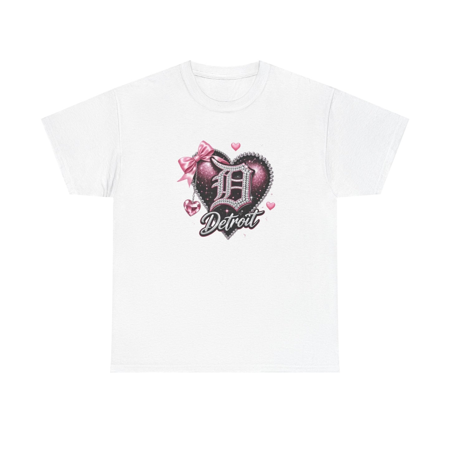 Detroit Heart Tee – Pink Bow D Detroit Graphic Shirt