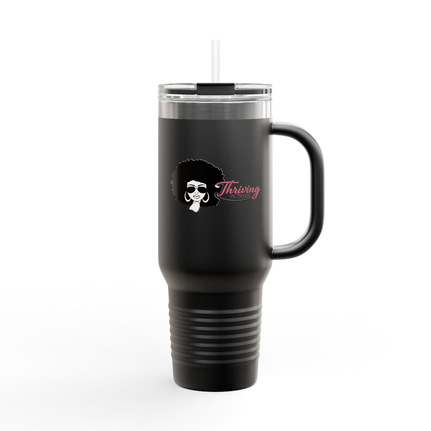 40oz Insulated Travel Mug - Afro Woman Graphic "Thriving" Stylish Coffee Tumbler