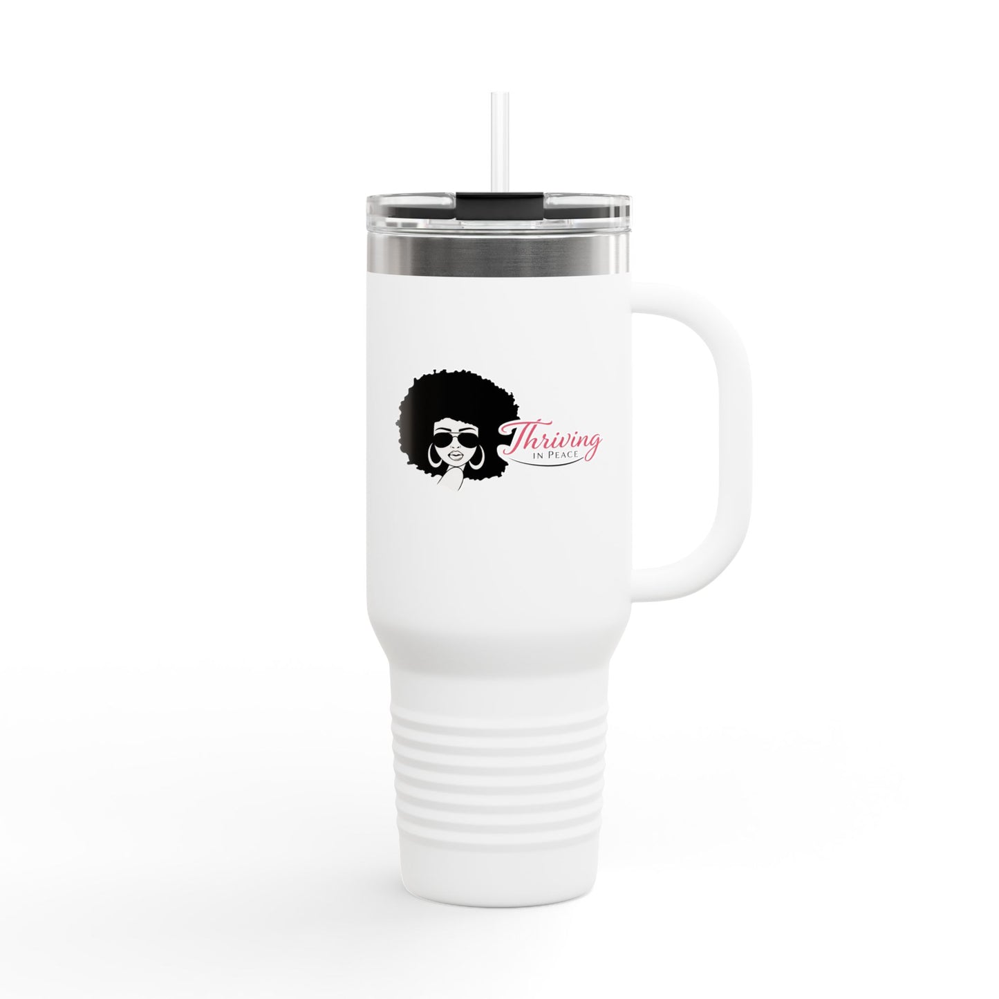 40oz Insulated Travel Mug - Afro Woman Graphic "Thriving" Stylish Coffee Tumbler