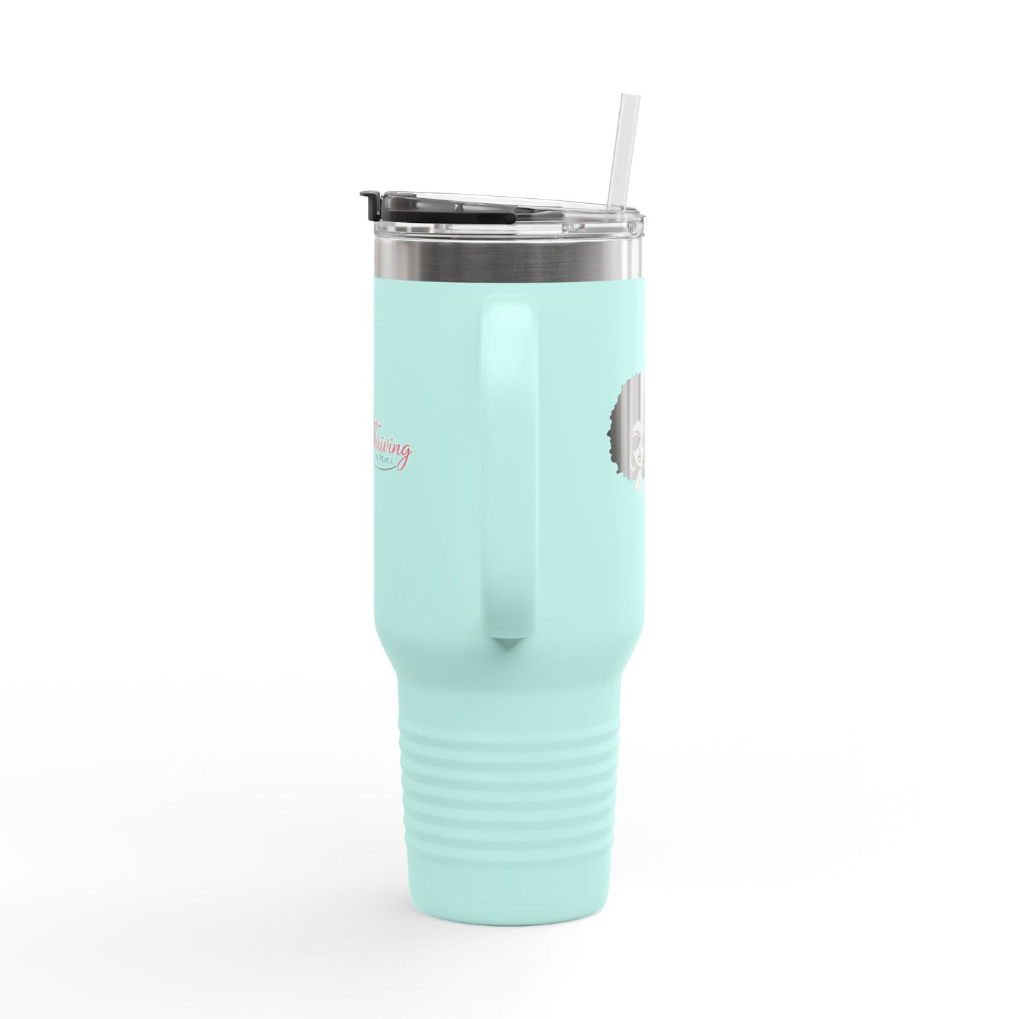 40oz Insulated Travel Mug - Afro Woman Graphic "Thriving" Stylish Coffee Tumbler