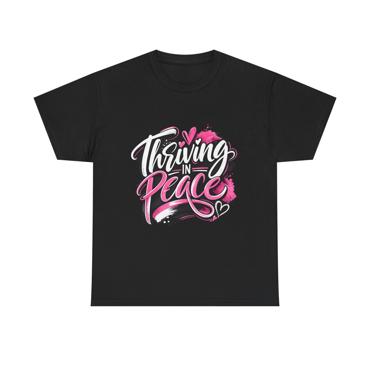 Thriving in Peace T‑Shirt — Positive Pink Script Tee