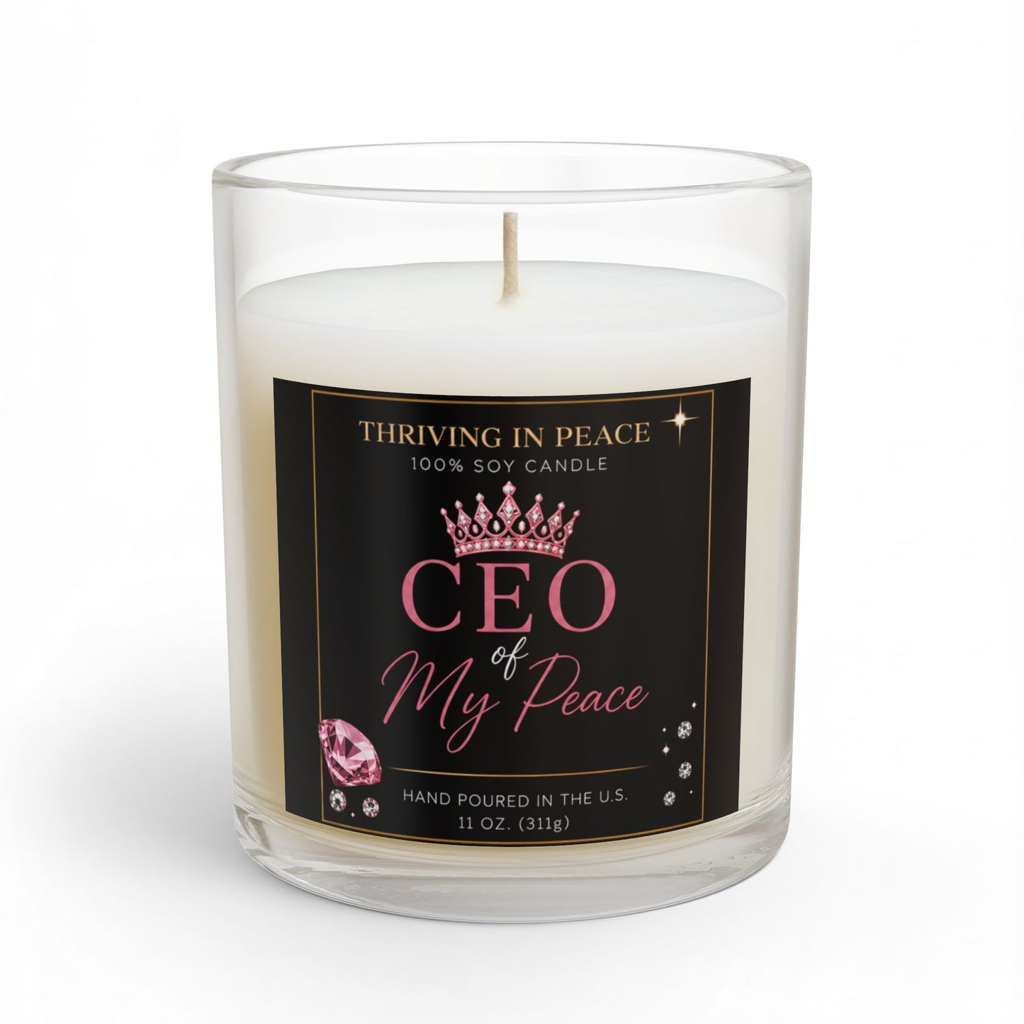 Candle — “CEO of My Peace” Glass Soy Candle (11 oz)