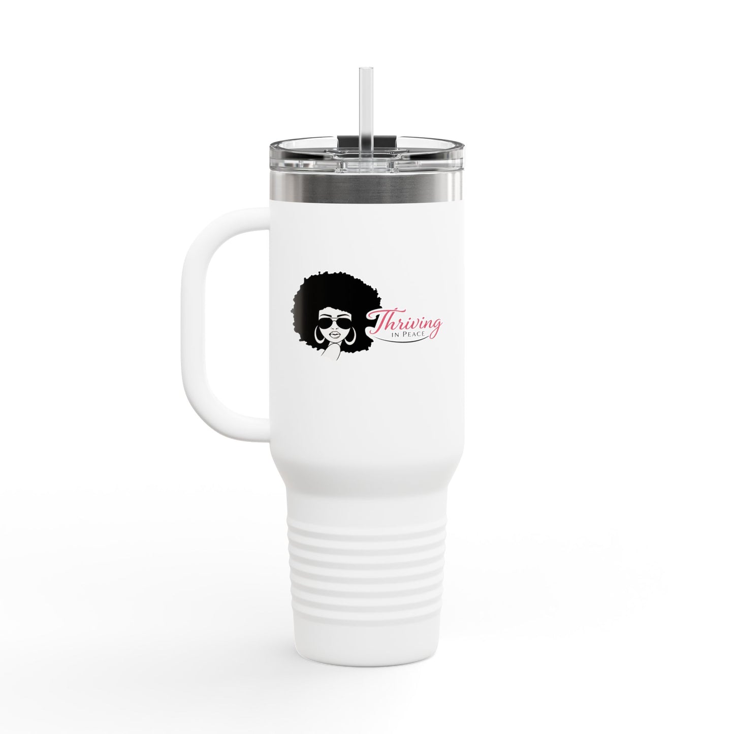 40oz Insulated Travel Mug - Afro Woman Graphic "Thriving" Stylish Coffee Tumbler