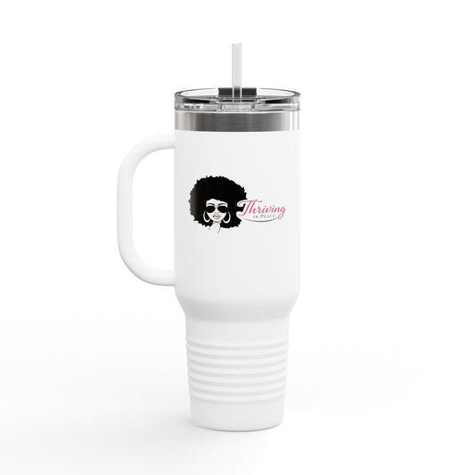40oz Insulated Travel Mug - Afro Woman Graphic "Thriving" Stylish Coffee Tumbler