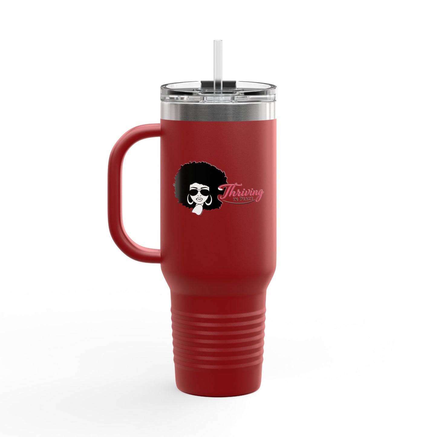 40oz Insulated Travel Mug - Afro Woman Graphic "Thriving" Stylish Coffee Tumbler