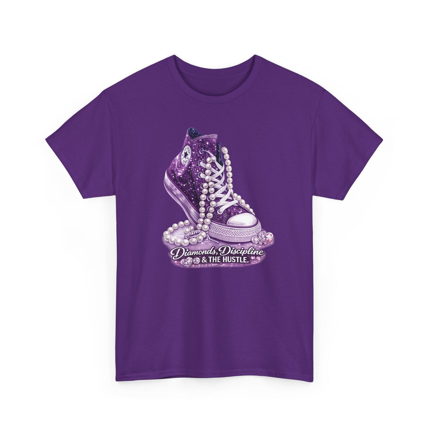 Purple Glitter Converse Sneaker T‑Shirt — "Diamonds, Discipline & The Hustle" Graphic Tee