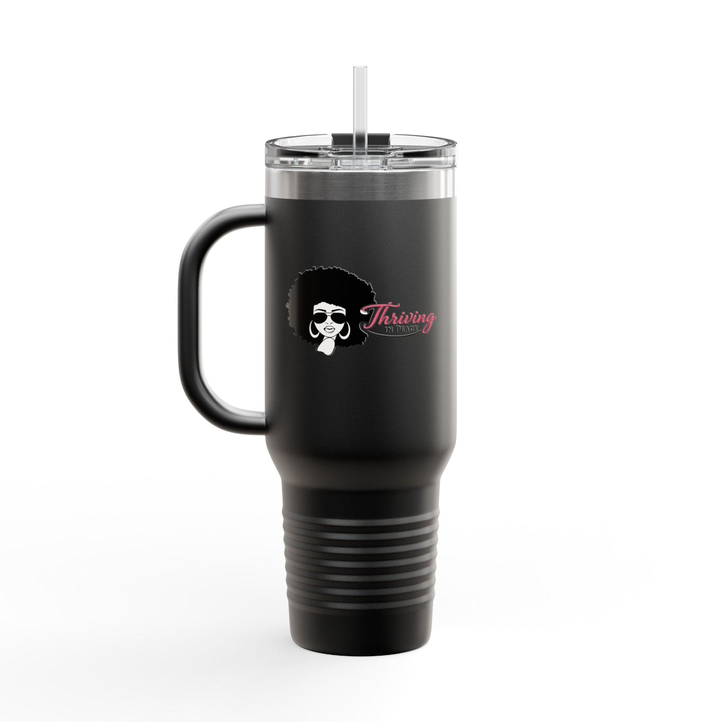 40oz Insulated Travel Mug - Afro Woman Graphic "Thriving" Stylish Coffee Tumbler