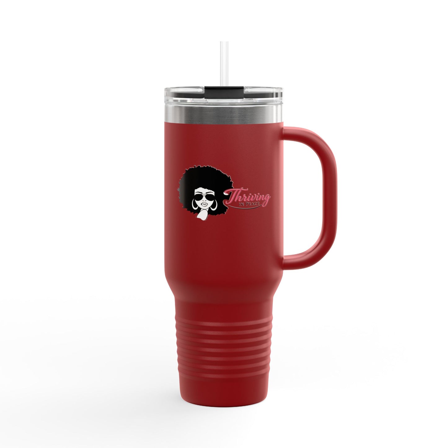 40oz Insulated Travel Mug - Afro Woman Graphic "Thriving" Stylish Coffee Tumbler