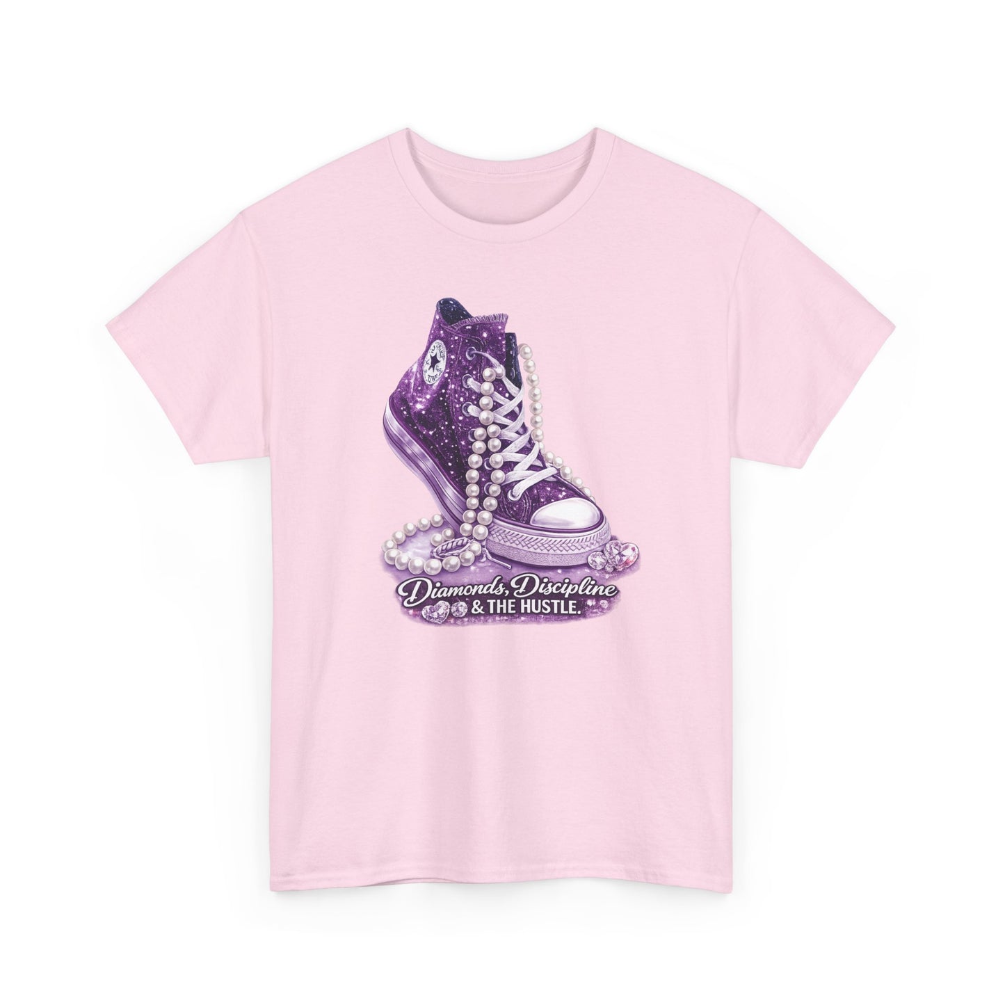 Purple Glitter Converse Sneaker T‑Shirt — "Diamonds, Discipline & The Hustle" Graphic Tee