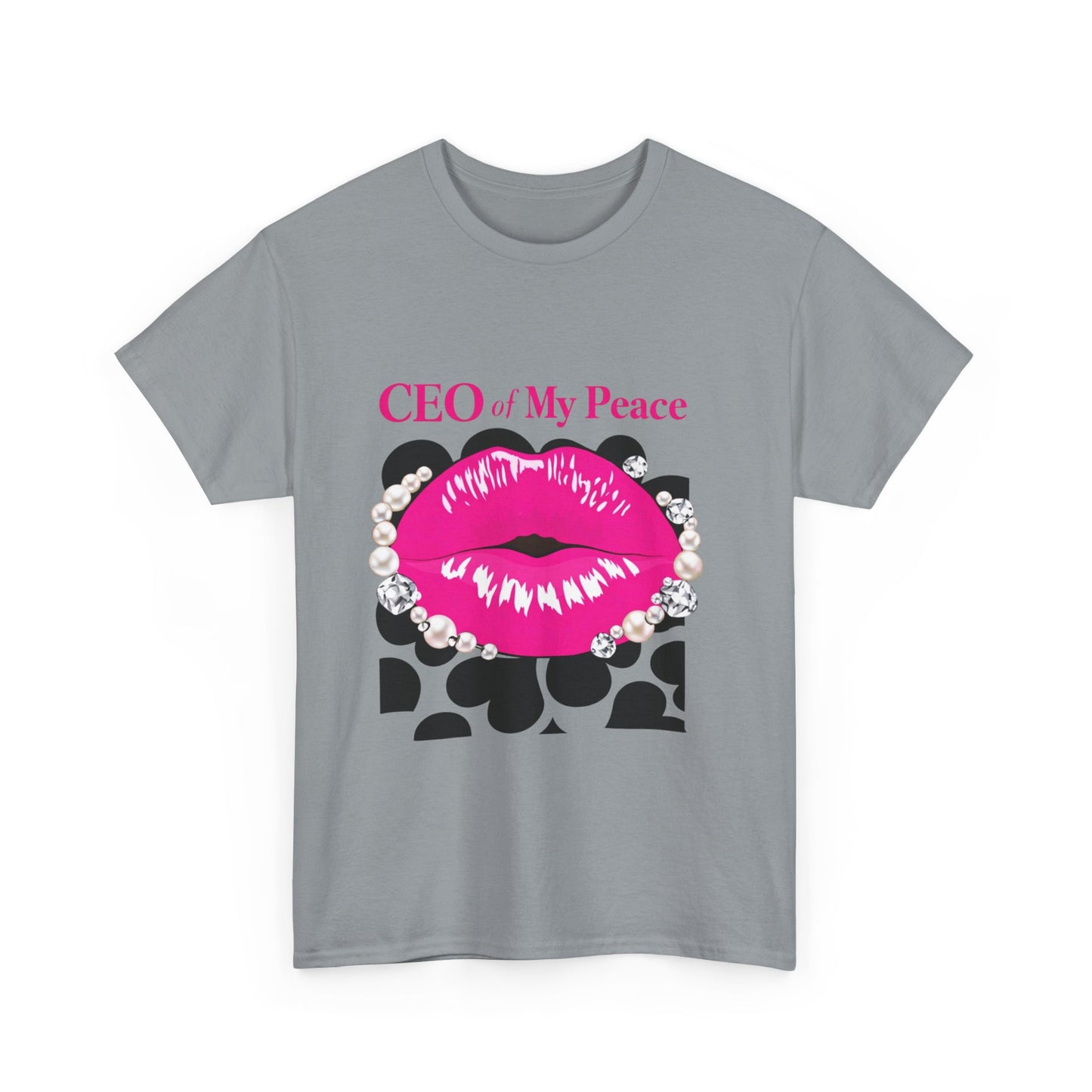 CEO of My Peace Graphic Tee — Pink Lip Kiss Leopard Print Women's Shirt