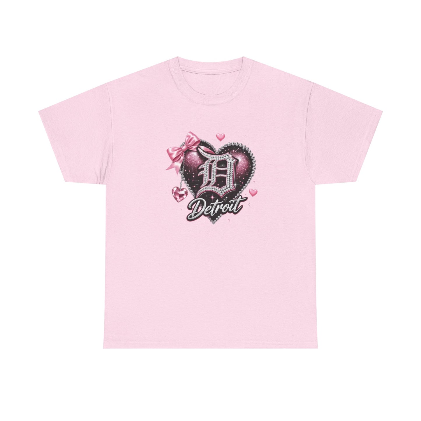 Detroit Heart Tee – Pink Bow D Detroit Graphic Shirt