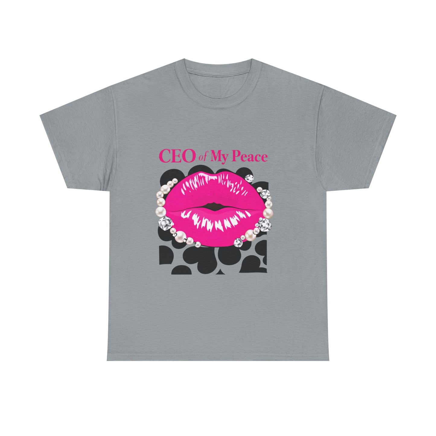 CEO of My Peace Graphic Tee — Pink Lip Kiss Leopard Print Women's Shirt