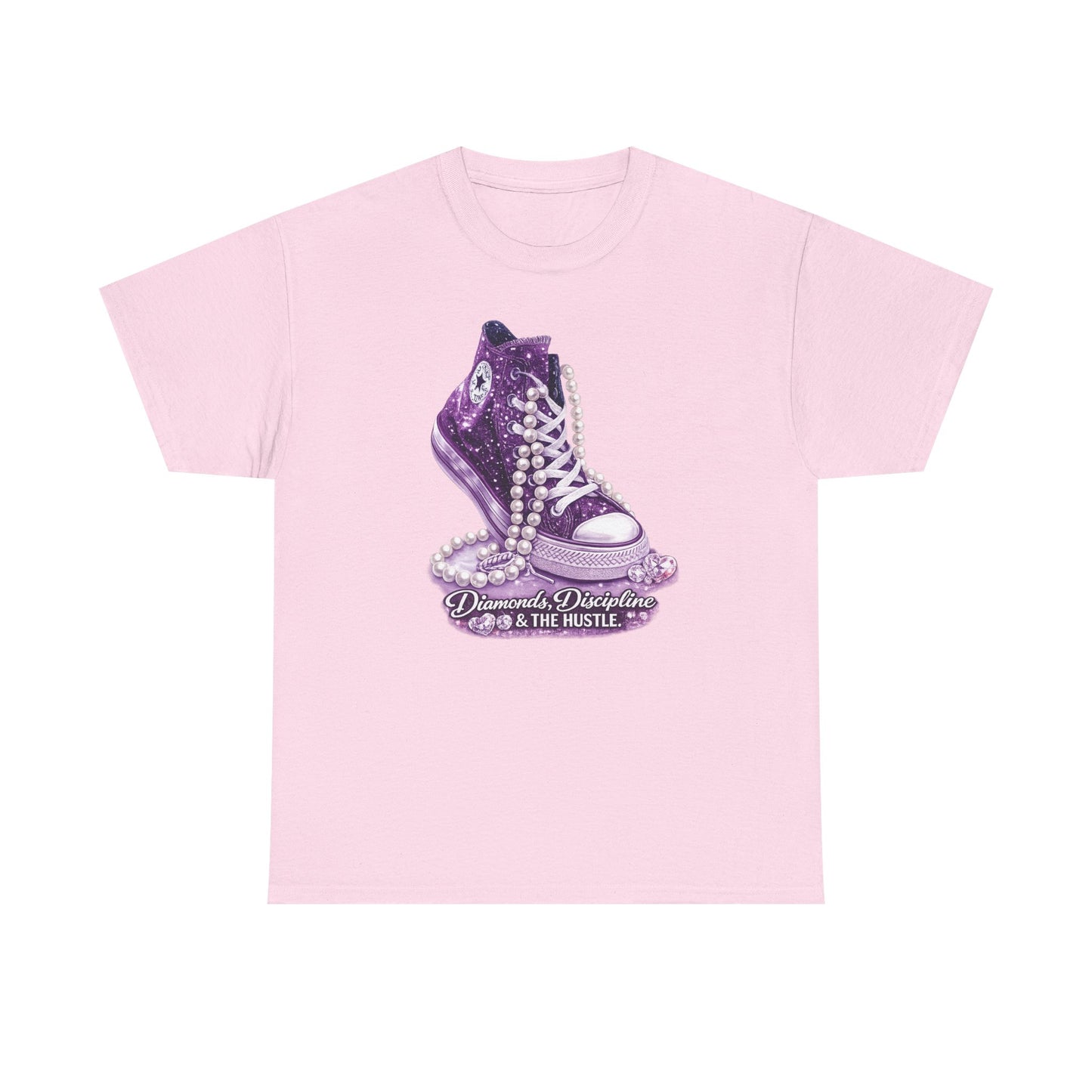 Purple Glitter Converse Sneaker T‑Shirt — "Diamonds, Discipline & The Hustle" Graphic Tee
