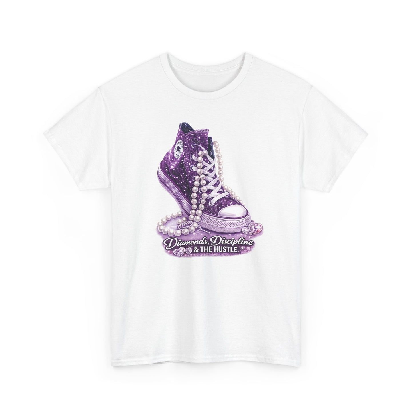 Purple Glitter Converse Sneaker T‑Shirt — "Diamonds, Discipline & The Hustle" Graphic Tee