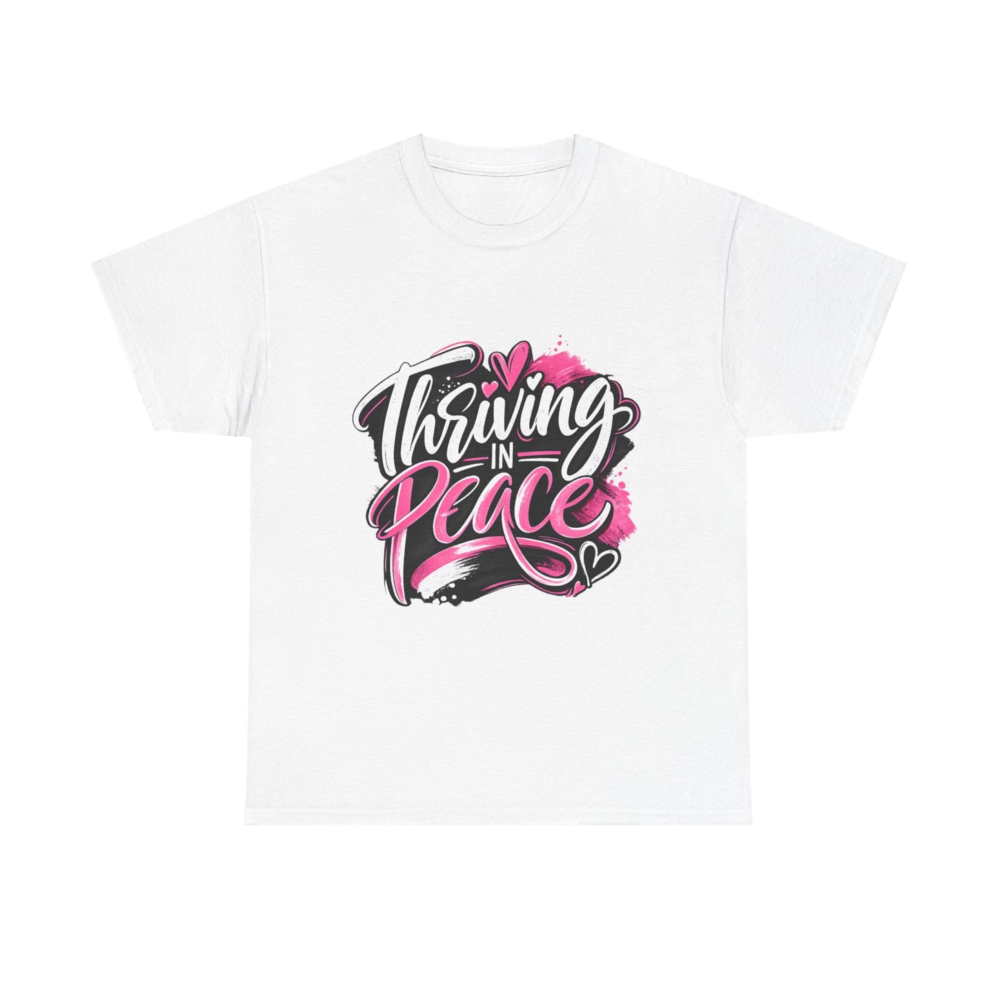 Thriving in Peace T‑Shirt — Positive Pink Script Tee