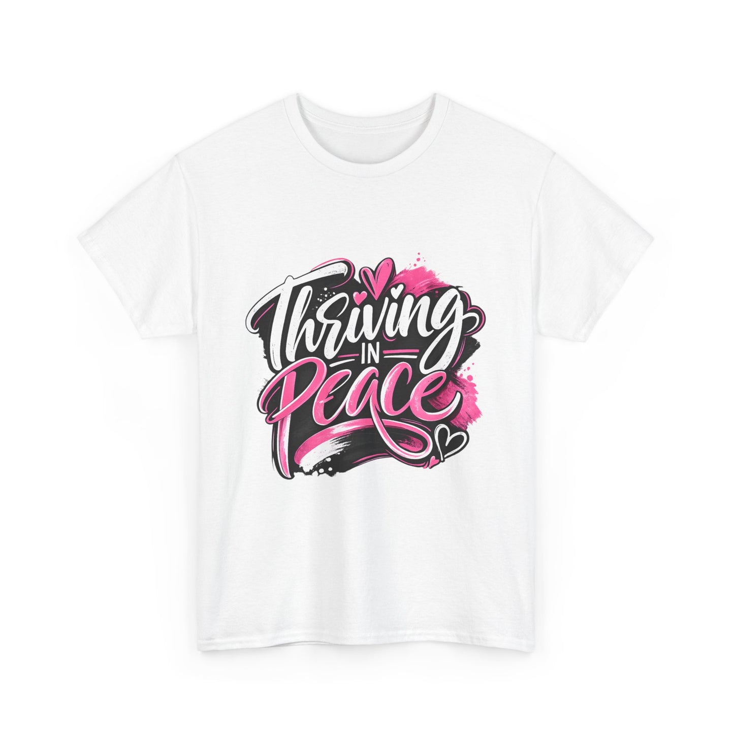 Thriving in Peace T‑Shirt — Positive Pink Script Tee