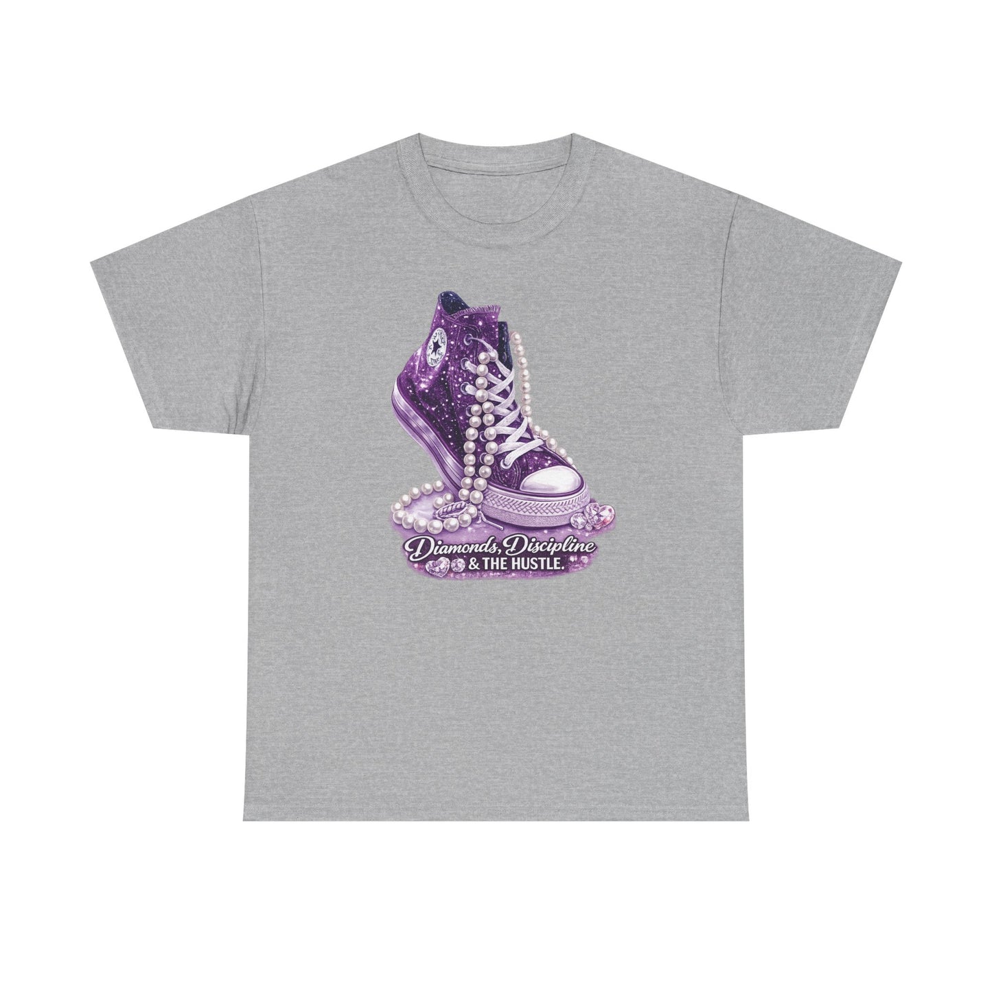 Purple Glitter Converse Sneaker T‑Shirt — "Diamonds, Discipline & The Hustle" Graphic Tee